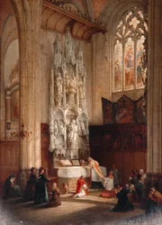 Interior de la Iglesia de San Waudru, Mons
