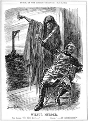 Caricatura de Punch sobre el hundimiento del Lusitania, 1915