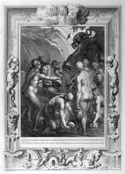 Los Danaides, condenados a llenar de agua las vasijas perforadas, 1733