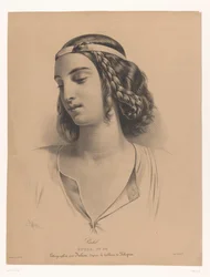 Portret van de la actriz Mademoiselle Rachel (Élisabeth Rachel Félix) Rachel (título en el objeto) Estudio (título de la serie sobre el objeto)
