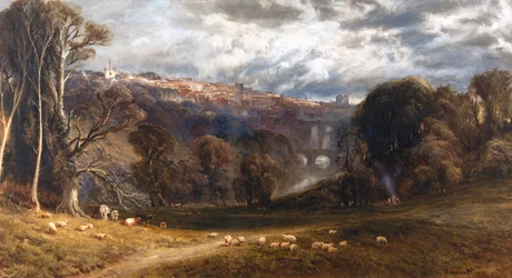 Vista de Knaresborough (acuarela y bodycolour )