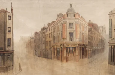 La Corona, esquina de Great White Lion Street, ahora Mercer Street, y Monmouth Street, Seven Dials, Londres
