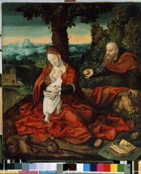 ""Le repos durant la fuite en Egypt"" (Descanso en la huida a Egipto) Peinture de Bernard van Orley (Barend, Barent, Bernaert van Brussel