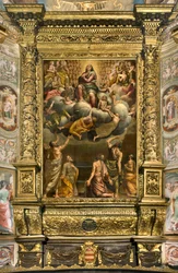 Ábside, Retablo de Bernardino Gatti llamado Il Sojaro completado por Giovanni Battista Trotti llamado IL Malosso, Asunción de la Virgen