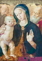 La Virgen y el Niño con dos santos, c.1500 (óleo sobre tabla)