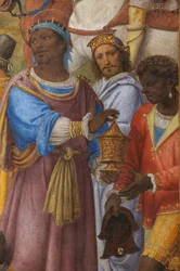 Detalle de la Adoración de los Reyes Magos, Presbiterio o Capilla Mayor (fresco)