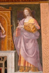 Santa Lucía, fresco de Bernardino Luini en la iglesia de San Mauricio en el Monasterio Maggiore, Milán, Lombardía, Italia