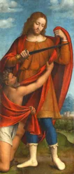 San Martín compartiendo su capa con un mendigo