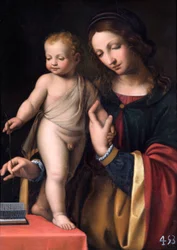 La Virgen con el Niño de pie (óleo sobre tabla de álamo)