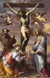 La Crucifixión con la Virgen y los santos Francisco y Águeda, mediados del siglo XVII