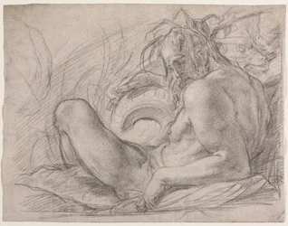 El río Dios Tíber (Estudio para un fresco, Milagro de la nieve, o la Fundación de Santa Maria Maggiore, Roma en la capilla Canigiani de S. Felicita, Florencia)