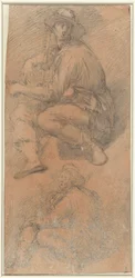 Dos estudios de la figura de un hombre sentado