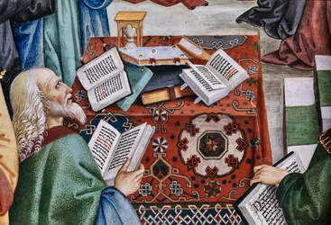 La Biblioteca Piccolomini, pared suroeste: "Pío II preside la Dieta de Mantua, el 1 de junio