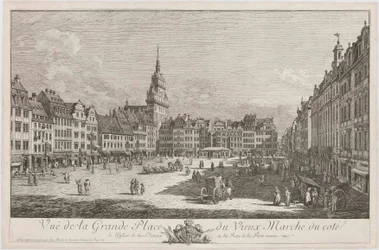 La plaza del Mercado Viejo de Dresde vista desde la Schlossstraße, lámina de la serie «Vistas de Dresde»
