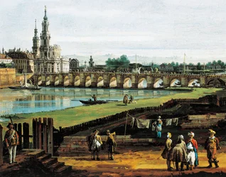 Dresde desde la orilla derecha del Elba aguas arriba del puente de Augusto, hacia 1750, de Bernardo Bellotto, conocido como Canaletto (1721-1780), óleo sobre lienzo, 50x84 cm, Detalle