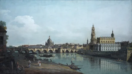 Dresde vista desde la orilla derecha del Elba, debajo del Puente de Augusto, 1748