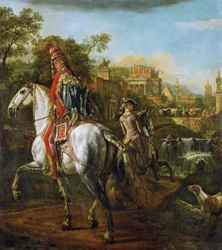 Retrato ecuestre de un oficial de húsares