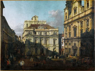 Plaza de la Universidad Vieja de Viena, Austria (óleo sobre lienzo)