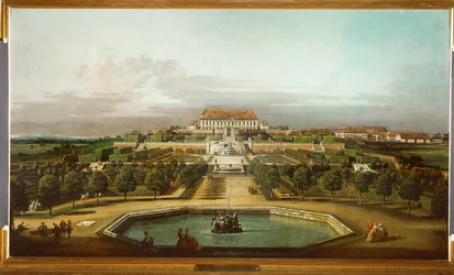El castillo de Schlosshof visto desde el jardín (óleo sobre lienzo)