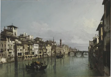 El Arno entre el Ponte Vecchio y el Ponte Santa Trinità, Florencia