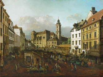 El Freyung en Viena, Austria, visto desde el sureste (óleo sobre lienzo)