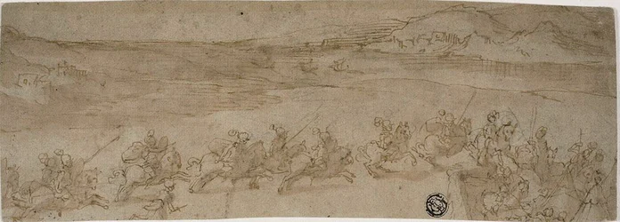 Jinetes en la orilla