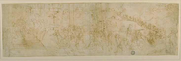 Salomón y la reina de Saba (anverso); Boceto de la reina de Saba (reverso)