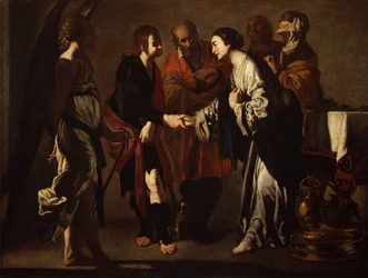 Los esponsales de Tobías y Sara (óleo sobre lienzo)