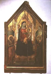Madonna y Niño entronizados con Santos