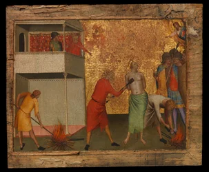 Santa Reparata torturada con hierros candentes, c.1327-48 (temple sobre madera)
