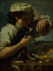 Un niño con un perro (Alegoría del "Gusto")