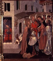 La curación del poseído, panel de la predela del Retablo de la Transfiguración