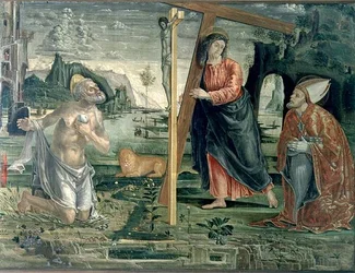 Cristo cargando la cruz con San Agustín y San Jerónimo