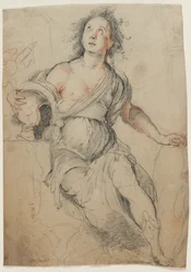 Figura alegórica, c.1635 (tiza negra con tiza roja )