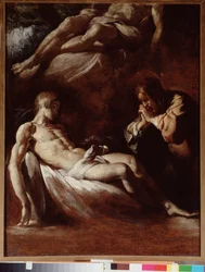Estudio para la deposición. Pintura de Bernardo Strozzi (1581-1644)
