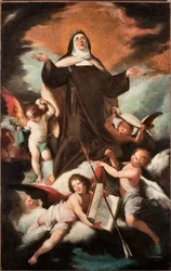 El Triunfo de Santa Teresa de Jesús o Ávila (1515-1582), Mística y Carmelita Española. Pintura de Bernardo Strozzi (1581-1644) Siglo XVII - Musei di Strada Nuova, Génova