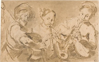 Tres músicos tocando las trompas y la gaita