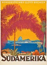 Cartel publicitario de la compañía naviera alemana 