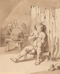 Campesino borracho en una posada