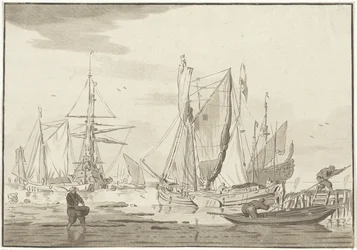 Descarga de barcos amarrados