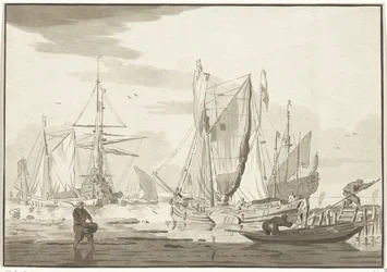 Descarga de barcos amarrados