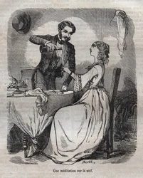 Meditación sobre la sed - grabado en "La Physiologie du goût" de Jean Anthelme Brillat-Savarin