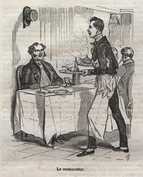 El restaurador - grabado en “La Fisiología del gusto” por Jean Anthelme Brillat Savarin (Brillat-Savarin)