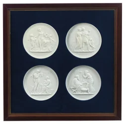 Conjunto de cuatro placas moldeadas en relieve, finales del siglo XX