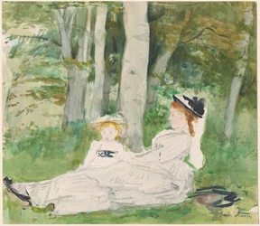 Al borde del bosque (Edma y Jeanne), c.1872 (acuarela)