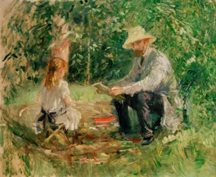 Eugène Manet y su hija en el jardín