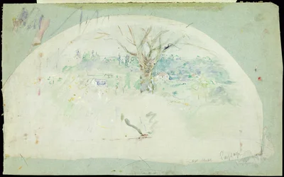 Abanico que representa Bougival, 1884