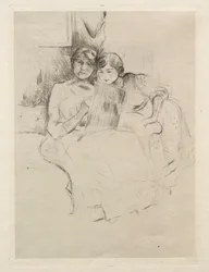 La lección de dibujo (Berthe Morisot dibujando con su hija)
