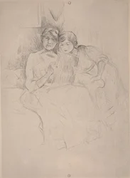 La lección de dibujo - Berthe Morisot dibujando con su hija, c.1889-90