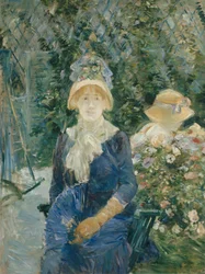 Mujer en un jardín